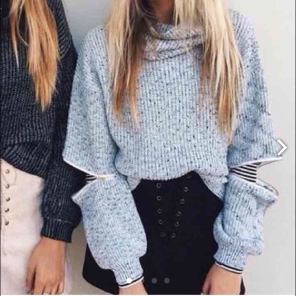 LF rumor boutique grey elbow zipper sweater